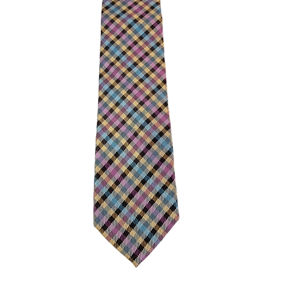Bruno Piattelli Roma Slim Plaid Checkered Milti Colored Spring Vibes Men's Tie - Picture 4 of 13